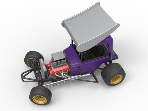 Mobil stok Supermodifikasi Bersayap Vintage untuk Kotoran sambil memutar Skala 1 hingga 25 Model Cetak 3D