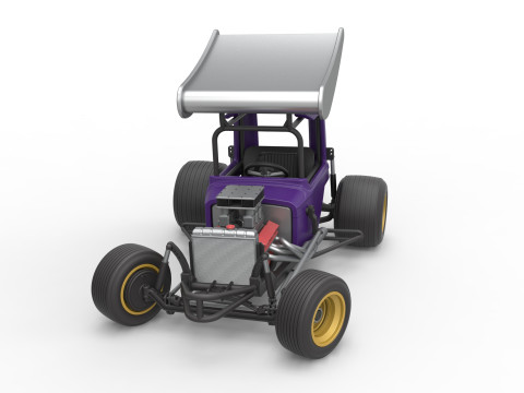 Mobil stok Supermodifikasi Bersayap Vintage untuk Kotoran sambil memutar Skala 1 hingga 25 Model Cetak 3D