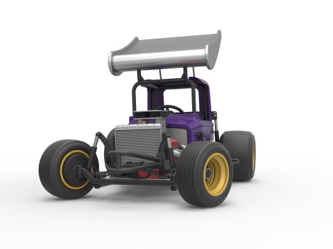 Mobil stok Supermodifikasi Bersayap Vintage untuk Kotoran sambil memutar Skala 1 hingga 25 Model Cetak 3D