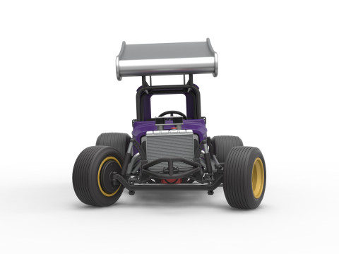 Mobil stok Supermodifikasi Bersayap Vintage untuk Kotoran sambil memutar Skala 1 hingga 25 Model Cetak 3D