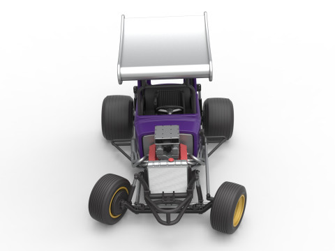 Mobil stok Supermodifikasi Bersayap Vintage untuk Kotoran sambil memutar Skala 1 hingga 25 Model Cetak 3D