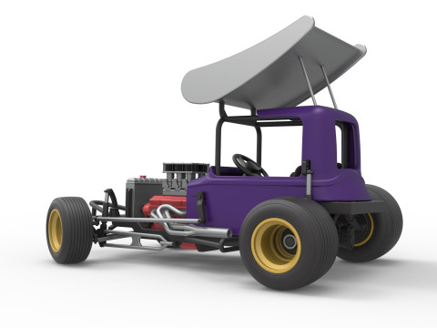 Mobil stok Supermodifikasi Bersayap Vintage untuk Kotoran sambil memutar Skala 1 hingga 25 Model Cetak 3D