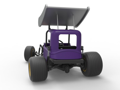 Mobil stok Supermodifikasi Bersayap Vintage untuk Kotoran sambil memutar Skala 1 hingga 25 Model Cetak 3D