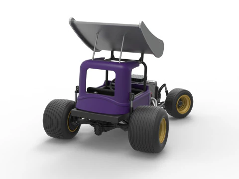 Vintage Winged Supermodified stock car for Dirt while turning Scale 1 to 25 3D Print Model