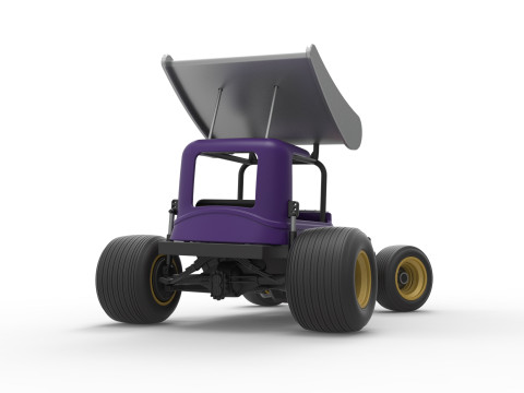 Mobil stok Supermodifikasi Bersayap Vintage untuk Kotoran sambil memutar Skala 1 hingga 25 Model Cetak 3D