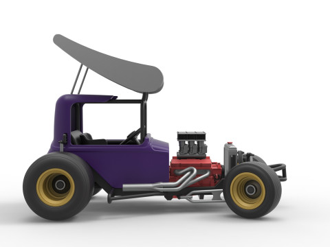 Mobil stok Supermodifikasi Bersayap Vintage untuk Kotoran sambil memutar Skala 1 hingga 25 Model Cetak 3D