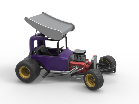 Mobil stok Supermodifikasi Bersayap Vintage untuk Kotoran sambil memutar Skala 1 hingga 25 Model Cetak 3D