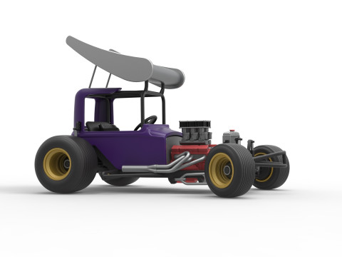 Mobil stok Supermodifikasi Bersayap Vintage untuk Kotoran sambil memutar Skala 1 hingga 25 Model Cetak 3D