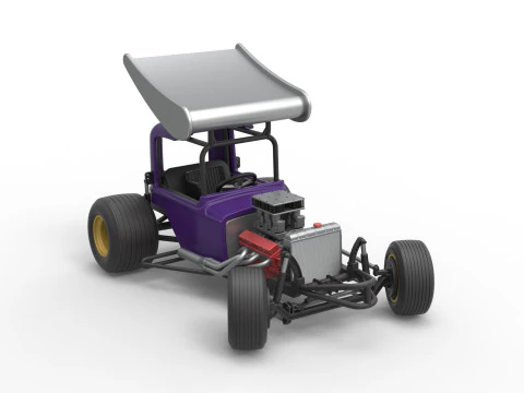 Vintage Winged Supermodified stock car for Dirt while turning Scale 1 to 25 3D Print Model