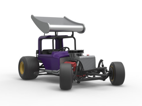 Mobil stok Supermodifikasi Bersayap Vintage untuk Kotoran sambil memutar Skala 1 hingga 25 Model Cetak 3D