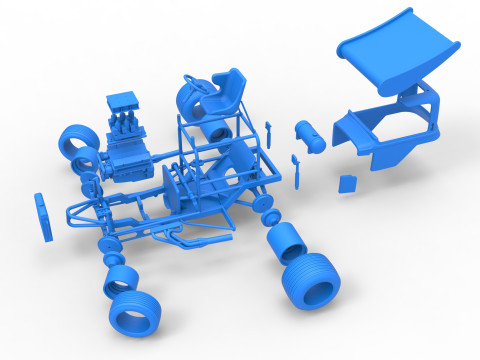 Mobil stok Supermodifikasi Bersayap Vintage untuk Kotoran sambil memutar Skala 1 hingga 25 Model Cetak 3D