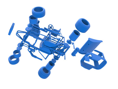 Mobil stok Supermodifikasi Bersayap Vintage untuk Kotoran sambil memutar Skala 1 hingga 25 Model Cetak 3D