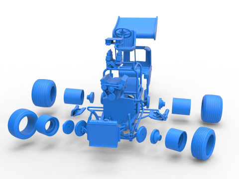 Mobil stok Supermodifikasi Bersayap Vintage untuk Kotoran sambil memutar Skala 1 hingga 25 Model Cetak 3D