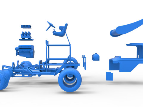 Mobil stok Supermodifikasi Bersayap Vintage untuk Kotoran sambil memutar Skala 1 hingga 25 Model Cetak 3D