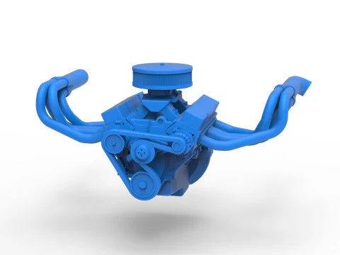 Engine of New Zealand Vintage Stock car Scale 1 to 25 3D Print Model