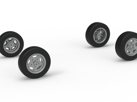 Set di ruote di stock car vintage della Nuova Zelanda, scala da 1 a 25 Modello di stampa 3D