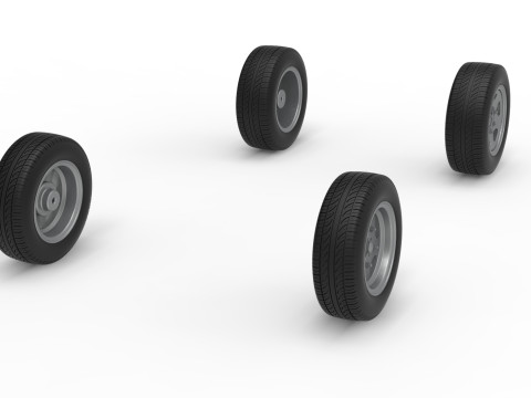 Conjunto de rodas de stock car vintage da Nova Zel&acirc;ndia, escala 1 a 25 Modelo de Impressão 3D