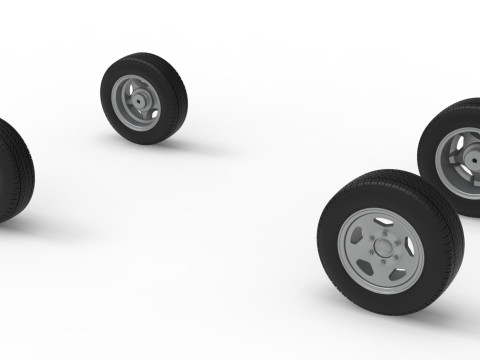 Conjunto de rodas de stock car vintage da Nova Zel&acirc;ndia, escala 1 a 25 Modelo de Impressão 3D