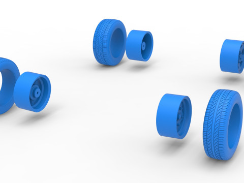 Conjunto de rodas de stock car vintage da Nova Zel&acirc;ndia, escala 1 a 25 Modelo de Impressão 3D