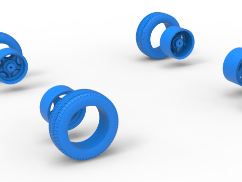 Conjunto de rodas de stock car vintage da Nova Zel&acirc;ndia, escala 1 a 25 Modelo de Impressão 3D