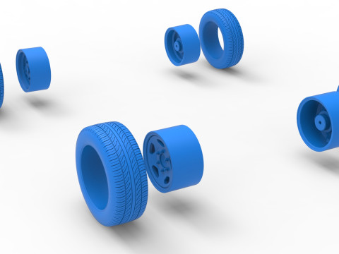 Conjunto de rodas de stock car vintage da Nova Zel&acirc;ndia, escala 1 a 25 Modelo de Impressão 3D