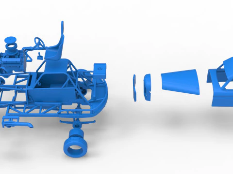 New Zealand Vintage Stock car while turning Scale 1 to 25 3D Print Model