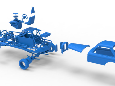 New Zealand Vintage Stock Car beim Drehen im Ma&szlig;stab 1 bis 25 3D Druckmodell