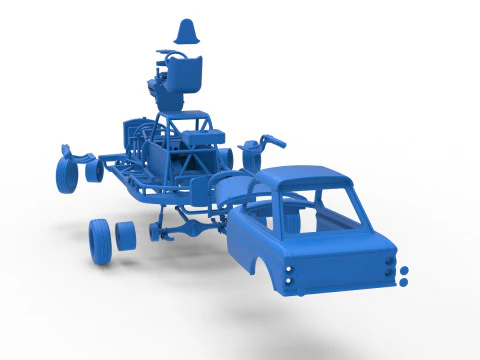 New Zealand Vintage Stock car while turning Scale 1 to 25 3D Print Model