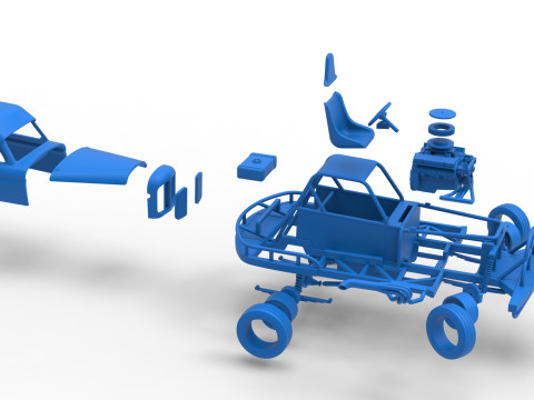 New Zealand Vintage Stock Car beim Drehen im Ma&szlig;stab 1 bis 25 3D Druckmodell