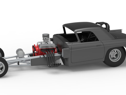 Dragster old school motor delantero con carcasa Versi&oacute;n 12 Escala 1 a 25 Modelo de impresión 3D