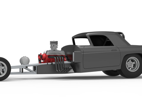 Front engine old school dragster with shell Version 12 Scale 1 to 25 3D Print Model
