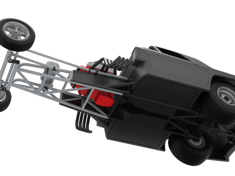 Front engine old school dragster with shell Version 12 Scale 1 to 25 3D Print Model