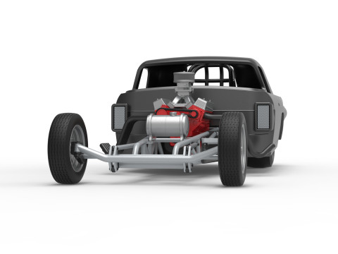 Front engine old school dragster with shell Version 12 Scale 1 to 25 3D Print Model