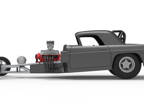 Front engine old school dragster with shell Version 12 Scale 1 to 25 3D Print Model