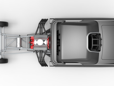 Front engine old school dragster with shell Version 12 Scale 1 to 25 3D Print Model