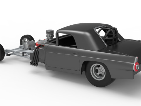 Front engine old school dragster with shell Version 12 Scale 1 to 25 3D Print Model