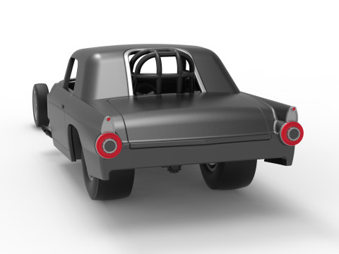 Front engine old school dragster with shell Version 12 Scale 1 to 25 3D Print Model