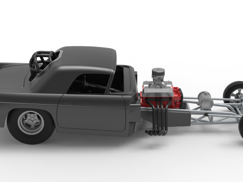 Front engine old school dragster with shell Version 12 Scale 1 to 25 3D Print Model