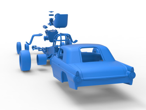 Front engine old school dragster with shell Version 12 Scale 1 to 25 3D Print Model