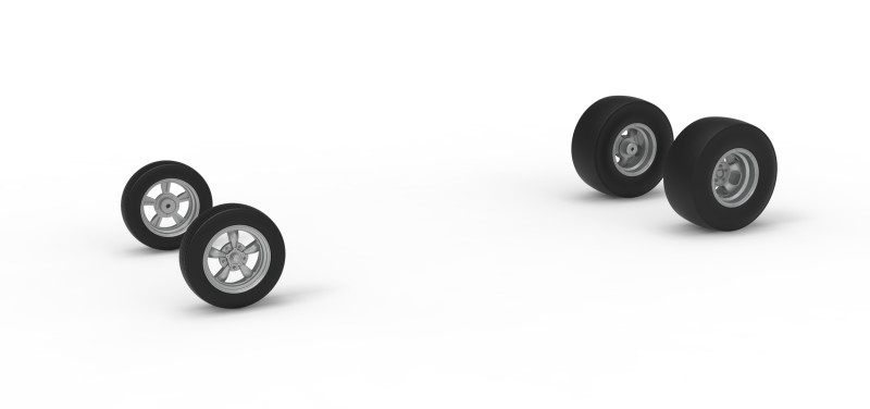 Vintage &Ouml;n motor dragster Versiyon 7 &Ouml;l&ccedil;ek 1'den 25'e kadar Tekerlek Seti 3D Baskı Modeli .c4d .max .obj .3ds .fbx .stl .blend 