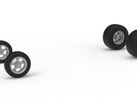 Wheel Set of Vintage Front engine dragster Version 7 Scale 1 to 25 3D Print Model