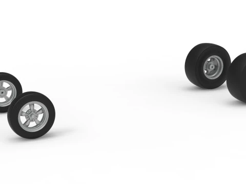 Juego de Ruedas de Dragster Vintage con motor delantero Versi&oacute;n 7 Escala 1 a 25 Modelo de impresión 3D