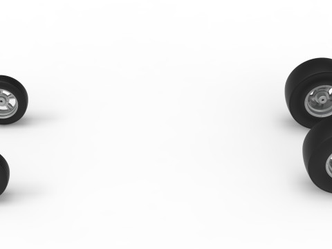 Vintage &Ouml;n motor dragster Versiyon 7 &Ouml;l&ccedil;ek 1'den 25'e kadar Tekerlek Seti 3D Baskı Modeli