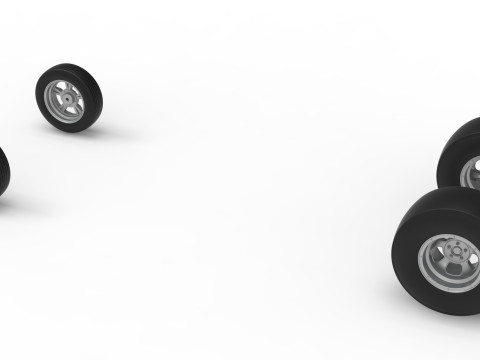 Vintage &Ouml;n motor dragster Versiyon 7 &Ouml;l&ccedil;ek 1'den 25'e kadar Tekerlek Seti 3D Baskı Modeli