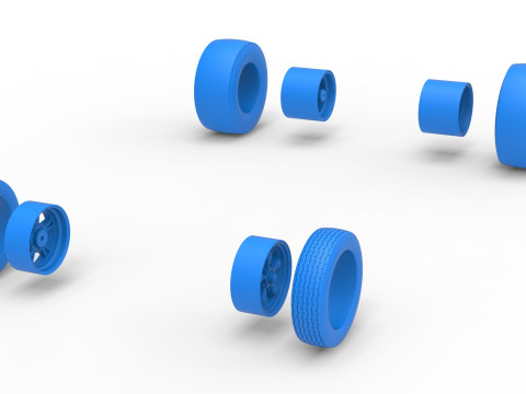 Vintage &Ouml;n motor dragster Versiyon 7 &Ouml;l&ccedil;ek 1'den 25'e kadar Tekerlek Seti 3D Baskı Modeli