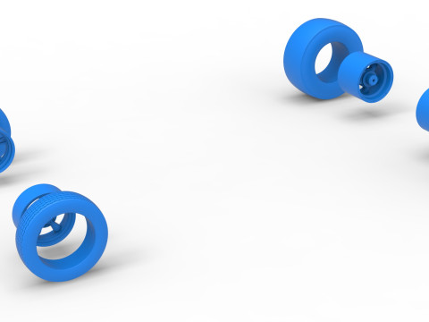 Vintage &Ouml;n motor dragster Versiyon 7 &Ouml;l&ccedil;ek 1'den 25'e kadar Tekerlek Seti 3D Baskı Modeli