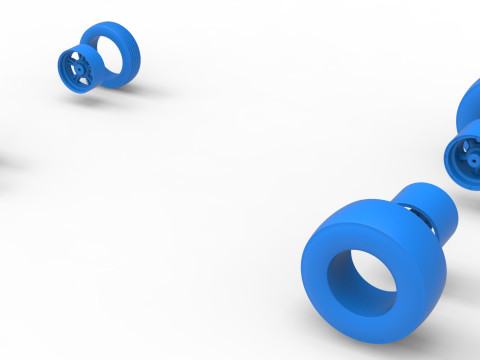 Vintage &Ouml;n motor dragster Versiyon 7 &Ouml;l&ccedil;ek 1'den 25'e kadar Tekerlek Seti 3D Baskı Modeli