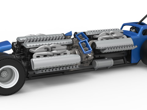 Escala Vintage AWD Dragster 1 a 25 Modelo de Impressão 3D