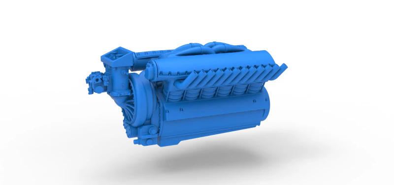 Engine V12 of Vintage Dragster Version 2 Scale 1 to 25 3D Print Model .c4d .max .obj .3ds .fbx .stl .blend 