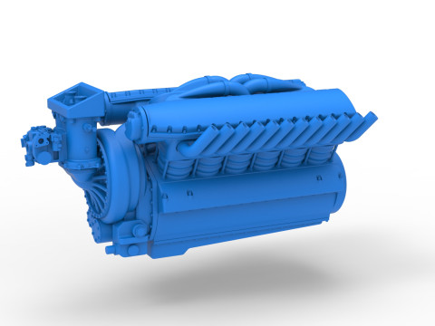 Motor V12 de Vintage Dragster Versión 2 Escala 1 a 25 Modelo de impresión 3D